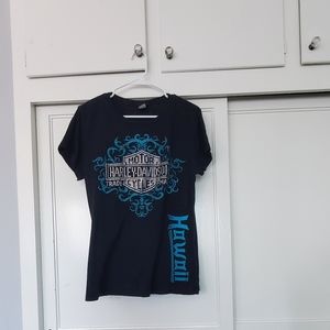Black Harley Davison womenT shirt with rhinesto
